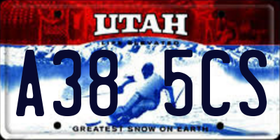 UT license plate A385CS