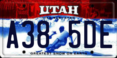 UT license plate A385DE