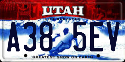 UT license plate A385EV