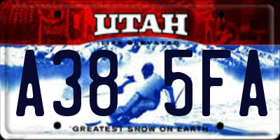 UT license plate A385FA