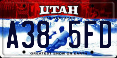 UT license plate A385FD