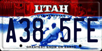 UT license plate A385FE
