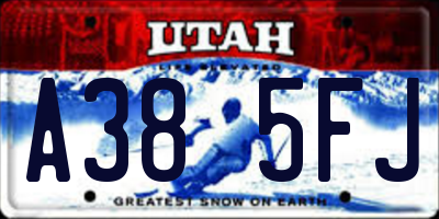 UT license plate A385FJ