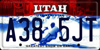 UT license plate A385JT
