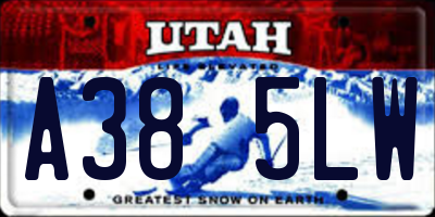 UT license plate A385LW