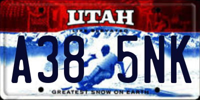 UT license plate A385NK