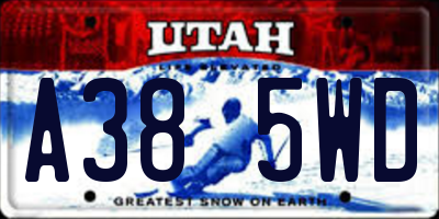 UT license plate A385WD