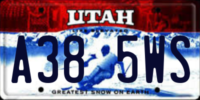 UT license plate A385WS