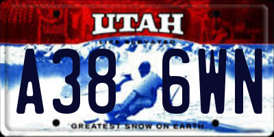 UT license plate A386WN