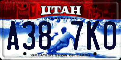 UT license plate A387KO