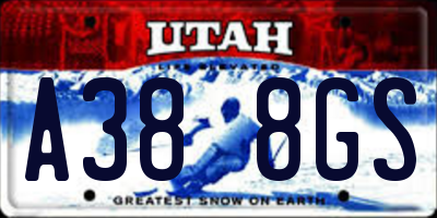UT license plate A388GS