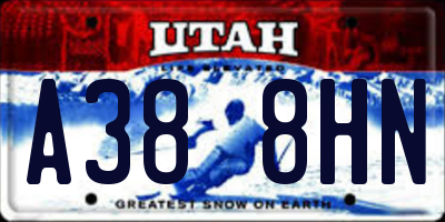 UT license plate A388HN