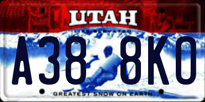 UT license plate A388KO