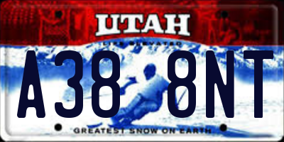 UT license plate A388NT