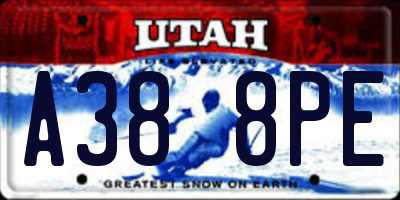 UT license plate A388PE