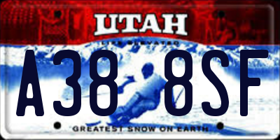UT license plate A388SF