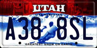 UT license plate A388SL