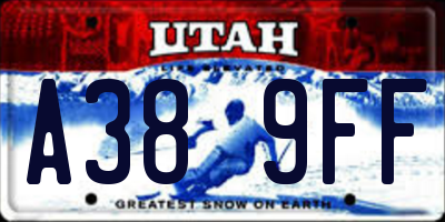 UT license plate A389FF