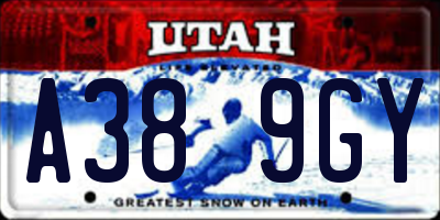 UT license plate A389GY