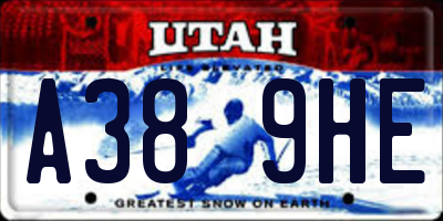 UT license plate A389HE