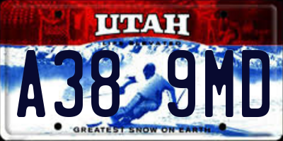 UT license plate A389MD