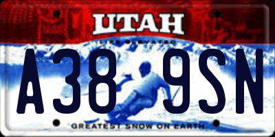 UT license plate A389SN