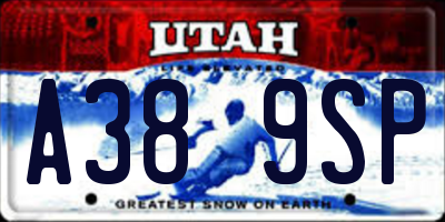 UT license plate A389SP