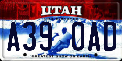 UT license plate A390AD