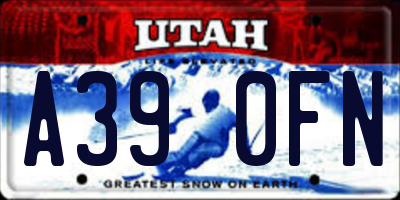 UT license plate A390FN