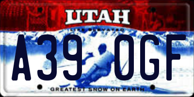 UT license plate A390GF