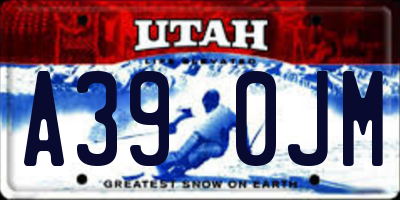UT license plate A390JM