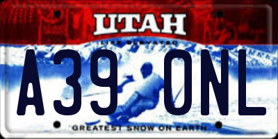 UT license plate A390NL