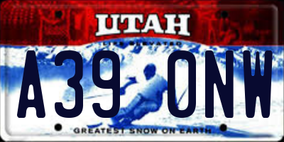 UT license plate A390NW