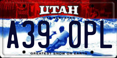 UT license plate A390PL