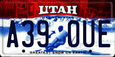 UT license plate A390UE