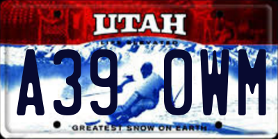 UT license plate A390WM