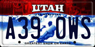 UT license plate A390WS