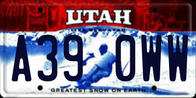 UT license plate A390WW
