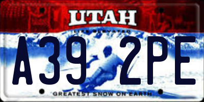 UT license plate A392PE