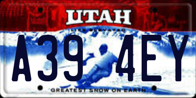 UT license plate A394EY