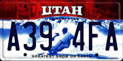 UT license plate A394FA