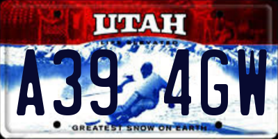UT license plate A394GW