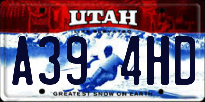 UT license plate A394HD