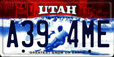UT license plate A394ME