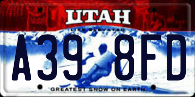 UT license plate A398FD