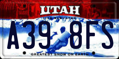 UT license plate A398FS