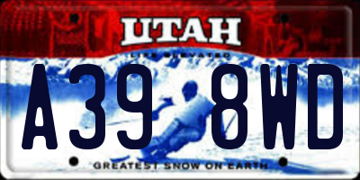 UT license plate A398WD