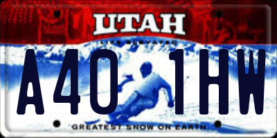 UT license plate A401HW