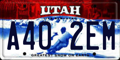 UT license plate A402EM