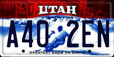 UT license plate A402EN